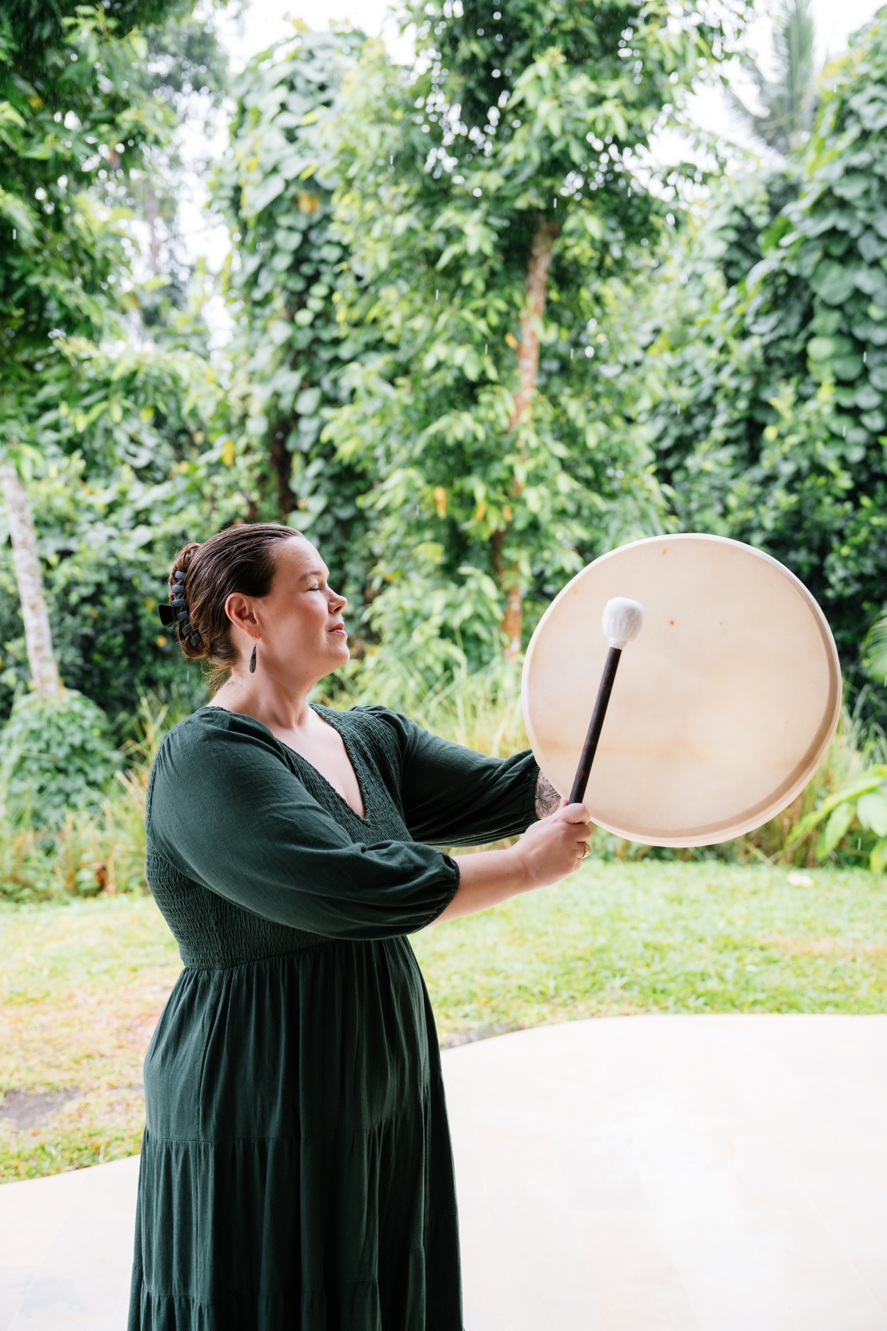 Kelly with sound healing drum